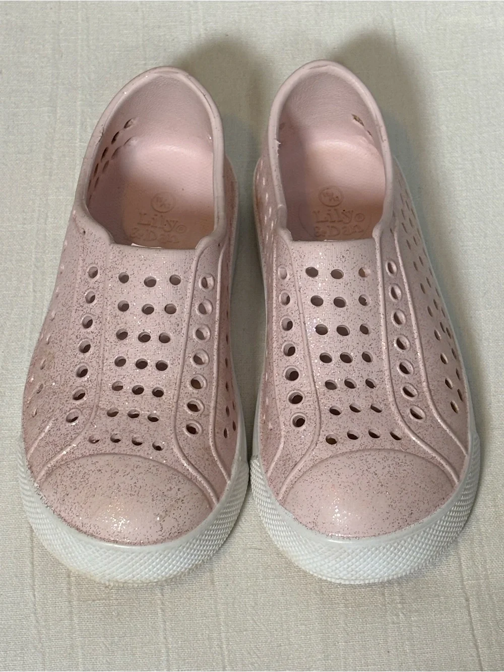 Lily & Dan Glitter Lightweight Slip On Water Shoes-Pink- Little Girls Size 11-12